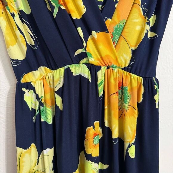 Modcloth Gilli navy blue and golden floral sleeveless midi dress, size small - Picture 3 of 9